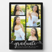 Plaque Photo Graduation 4 Photo Calligraphy Hearts Black (Devant)