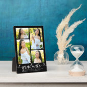 Plaque Photo Graduation 4 Photo Calligraphy Hearts Black (Côté)