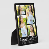 Plaque Photo Graduation 4 Photo Calligraphy Hearts Black (Côté)