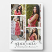 Plaque Photo Graduation 4 Photo Moderne Calligraphie Coeurs Bla (Devant)