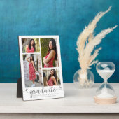 Plaque Photo Graduation 4 Photo Moderne Calligraphie Coeurs Bla (Côté)