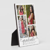 Plaque Photo Graduation 4 Photo Moderne Calligraphie Coeurs Bla (Côté)