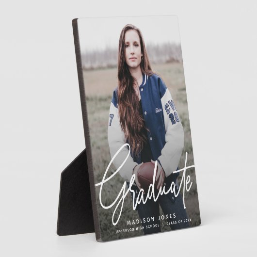 Plaque Photo Graduation de la photo de script moderne (Côté)
