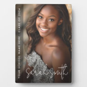 Plaque Photo Graduation écriture moderne foncé superposition (Devant)