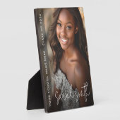 Plaque Photo Graduation écriture moderne foncé superposition (Côté)