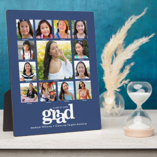 Plaque Photo Graduation K-12 Photo Collage Moderne Gras Bleu