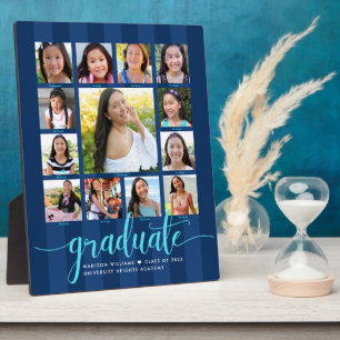 Plaque Photo Graduation K-12 Photo Collage Navy Blue Script