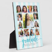 Plaque Photo Graduation K-12 Photo Collage Turquoise Script (Côté)