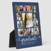 Plaque Photo Graduation Marine K-12 Modern Script Photo Collage (Côté)