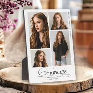 Plaque Photo Graduation moderne Party 4 Photo Collage Script