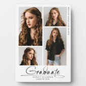 Plaque Photo Graduation moderne Party 4 Photo Collage Script (Devant)
