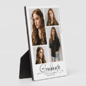 Plaque Photo Graduation moderne Party 4 Photo Collage Script (Côté)