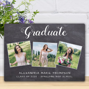 Plaque Photo Graduation Rustique 3 Photo Grey Chalkboard Gradua