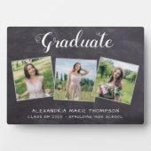 Plaque Photo Graduation Rustique 3 Photo Grey Chalkboard Gradua (Devant)