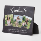 Plaque Photo Graduation Rustique 3 Photo Grey Chalkboard Gradua (Côté)