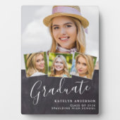 Plaque Photo Graduation Rustique 4 Photo Stylish Slate Graduate (Devant)