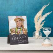 Plaque Photo Graduation Rustique 4 Photo Stylish Slate Graduate (Côté)