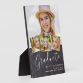 Plaque Photo Graduation Rustique 4 Photo Stylish Slate Graduate (Côté)