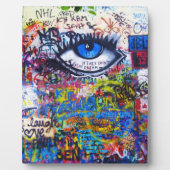 Plaque Photo Graffiti bleu oeil diabolique (Devant)