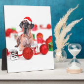 Plaque Photo Grand chien Danois avec ornements de Noël Cadeaux (Côté)