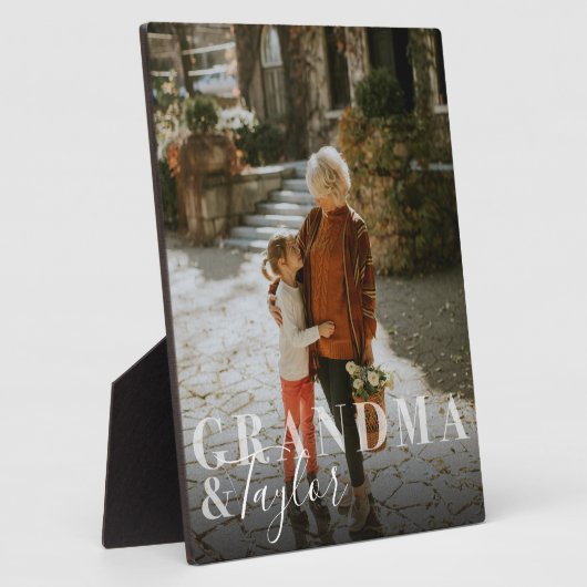 Plaque Photo Grand-mère et grand-enfant Nom du script Garde pho (Côté)