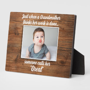 Plaque Photo Grand-mère Moderne Bois Élégant Petits-Enfants Pho