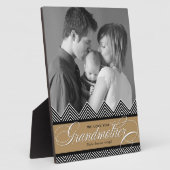 Plaque Photo Grand-mère Zig Zag Chevron Moderne Personnalisé (Côté)