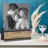 Plaque Photo Grand-mère Zig Zag Chevron Moderne Personnalisé (Côté)