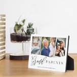 Plaque Photo Grand-parents Script Grand-enfants Photo Keepsaké<br><div class="desc">Un cadeau photo multiple spécial et mémorable pour grands-parents. Le design comprend une mise en page en trois photos de la grille pour afficher des photos spéciales de petits-enfants. "Grand-parents" est présenté dans une typographie stylisée. Envoyez un cadeau mémorable et spécial aux grands-parents qu'ils chériront pour toujours. Remarque : les...</div>