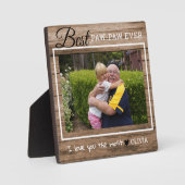 Plaque Photo Grand-père en bois rustique Meilleur Paw-Paw Jamai (Recto)