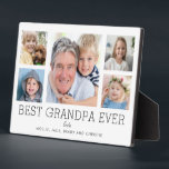 Plaque Photo Grand-père grand-père petits-enfants Photo Collage<br><div class="desc">Un design simple et propre permet à vos photos de famille de briller sur cette plaque Best Grand-Père Ever. Une grande photographie au centre avec deux plus petites photos de chaque côté vous permet d'insérer vos propres photos facilement. Best Grandpa Ever est écrit ci-dessous dans une police moderne. Deux lignes...</div>