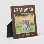 Plaque Photo Grand-père personnalisé rustique (Recto)