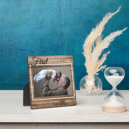 Plaque Photo Grand-père Première Fête des pères Photo Bois rust (Insitu)