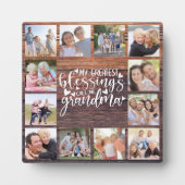 Plaque Photo Grandma 12 Photo Collage Rustique (Devant)