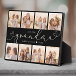 Plaque Photo Grandma Modern Heart Script Photo Collage Love<br><div class="desc">Aimez-vous GRANDMA : Grand cadeau photo personnalisé pour grands-parents, Saint-Valentin, Fête des mères, ou les Fêtes : Cette plaque photo moderne est facile à customiser avec vos 8 photos préférées. Le texte ci-dessous peut être personnalisé pour lire le nom de l'enfant ou membre de la famille ainsi que le texte...</div>