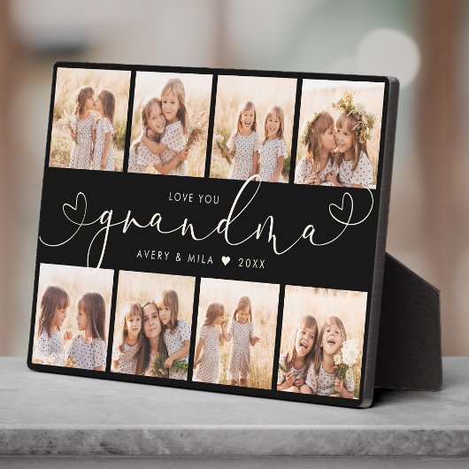 Plaque Photo Grandma Modern Heart Script Photo Collage Love