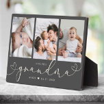 Plaque Photo Grandma Modern Heart Script Photo Collage Love<br><div class="desc">Aimez-vous GRANDMA : Grand cadeau photo personnalisé pour grands-parents, Saint-Valentin, Fête des mères, ou les Fêtes : Cette plaque photo moderne est facile à customiser avec vos 3 photos préférées. Le texte ci-dessous peut être personnalisé pour lire le nom de l'enfant ou membre de la famille ainsi que le texte...</div>