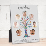 Plaque Photo Grandma Photo Collage<br><div class="desc">This personalized Grandma photo collage gray plaque features a colorful mosaic family tree and stylish script typography.
Easily customizable with a selection of seven photos and the grandchildren's names.
Makes a perfect gift for your Grandma.
Original Mosaic © Michele Davies.</div>
