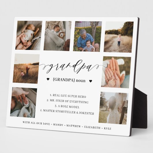 Plaque Photo Grandpa Definition Script Photo Collage Keepsake (Côté)