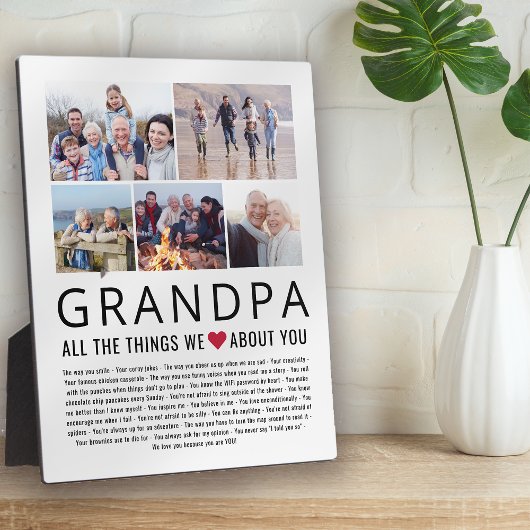 Plaque Photo Grandpa Photo Collage Ce Que Nous Aimons De Vous