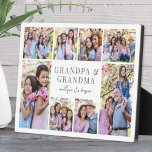 Plaque Photo Grandparents Photo Collage<br><div class="desc">Personalized "Grandpa & Grandma" Photo Plaque with Easel Stand. This simple and elegant photo plaque is a beautiful way to showcase cherished memories. The design features space for eight photos, arranged in a border around the edges while keeping the focus on the meaningful text in the center. At the center,...</div>