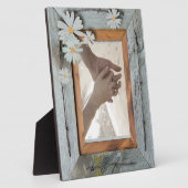 Plaque Photo grange bleu rustique mariage campagnard marguerite (Côté)