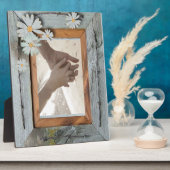 Plaque Photo grange bleu rustique mariage campagnard marguerite (Côté)