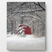Plaque Photo Grange rouge dans la neige 2011 (Devant)