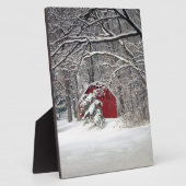 Plaque Photo Grange rouge dans la neige 2011 (Côté)
