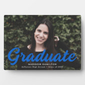 Plaque Photo Gras Bleu Script Graduation Photo (Devant)