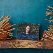 Plaque Photo Gras Bleu Script Graduation Photo (Côté)