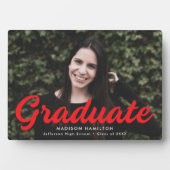 Plaque Photo Gras Red Script Graduation Photo (Devant)