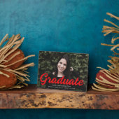 Plaque Photo Gras Red Script Graduation Photo (Côté)