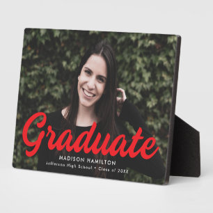 Plaque Photo Gras Red Script Graduation Photo